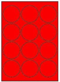 APLI 02868 étiquettes laser rouge fluo rondes diamètre 60mm - Poch 20 pl. A4