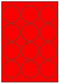 ATB-FR21 : étiquettes multiusages rouge fluo diamètre 63,5 mm - Boite 100 pl. A4