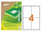 agipa 101193 étiquettes multiusages blanches recyclées 105X148.5 mm coins vifs - B. 100 pl. A4