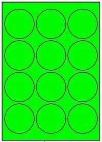 ATB-FV21 : étiquettes multiusages vert fluo diamètre 63,5 mm - Boite 100 pl. A4