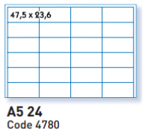 ATB 4780 étiquettes A5 24 en planche dim 47.5x23.6mm 