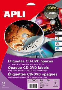 apli 10601 étiquettes CD/DVD Multiusage diam 117.5 mm - Pochette de 20 feuilles