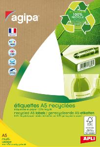 agipa 101242 étiquettes multiusages blanches recyclées 12x18.3mm coins arrondis - Poch 14 pl. A5