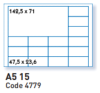 ATB 4779 étiquettes A5 15 en planche dim 47.5x23.6mm + 1 étiq 142.5x71mm
