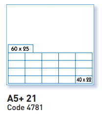 ATB 4781 étiquettes A5+ 21 en planche dim 40 x 22 mm + 1étiq 60 x 25 mm