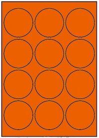 ATB-FO21 : étiquettes multiusages orange fluo diamètre 63,5 mm - Boite 100 pl. A4